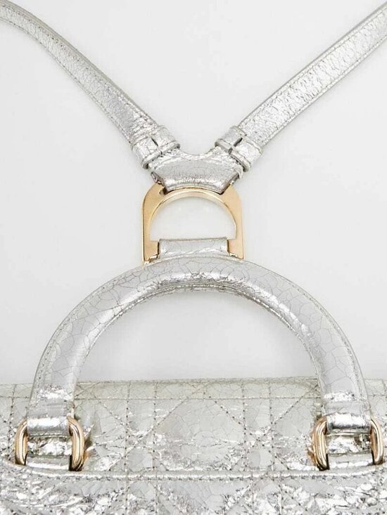 Christian Dior Silver Cannage Quilted Leather Stardust Small Backpack Bag main image 6